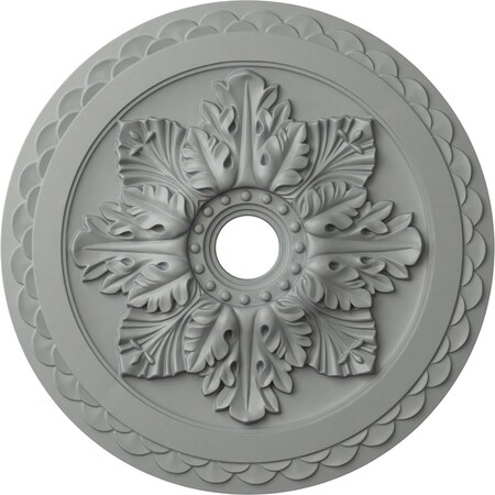 Ekena Millwork Bordeaux Deluxe Ceiling Medallion (Fits Canopies up to 4"), 23 5/8"OD x 3"ID x 2"P, Primed White CM23BO